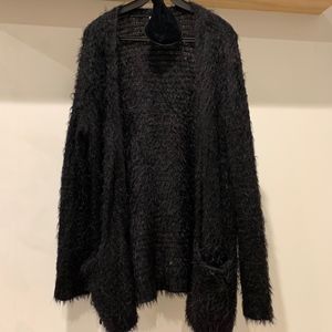 Fuzzy Hing Black Cardigan in Small